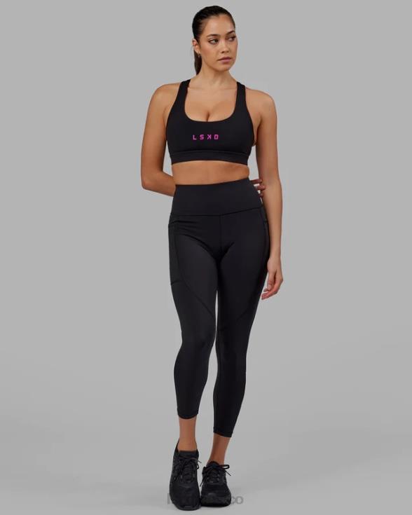 Legging rep 7/8 de largo - negro-magenta neón mujer LSKD VP42D601 vestir