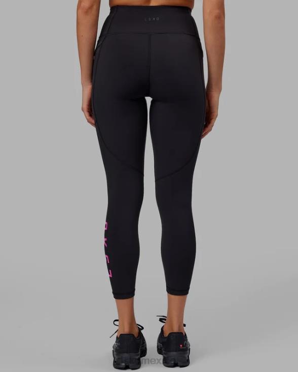 Legging rep 7/8 de largo - negro-magenta neón mujer LSKD VP42D601 vestir