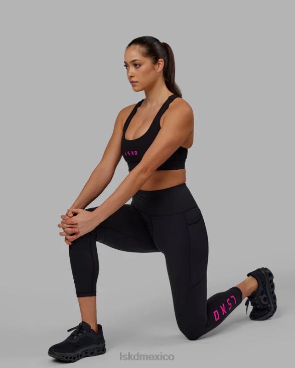 Legging rep 7/8 de largo - negro-magenta neón mujer LSKD VP42D601 vestir