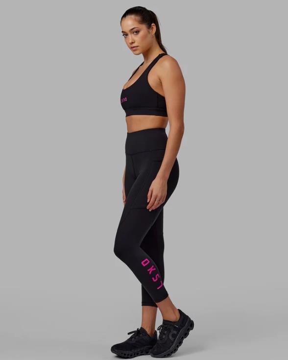 Legging rep 7/8 de largo - negro-magenta neón mujer LSKD VP42D601 vestir