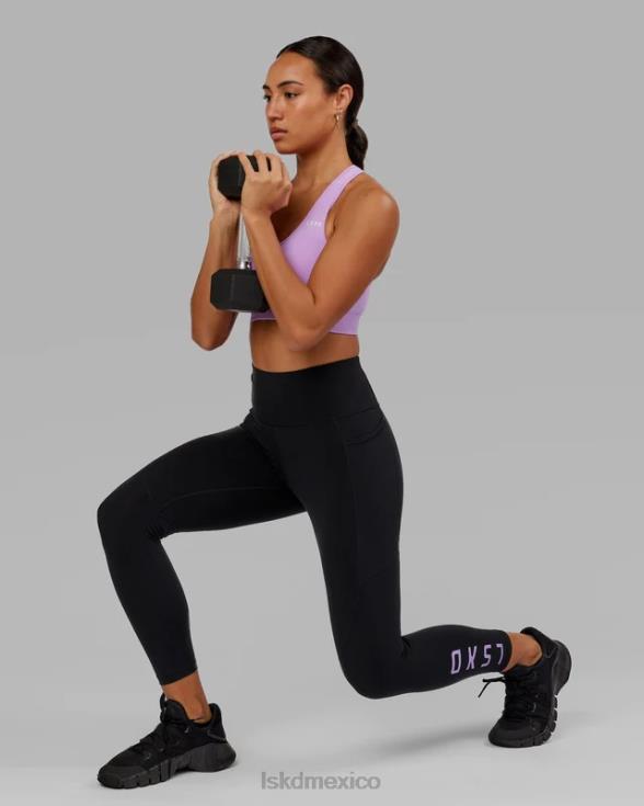 Legging rep 7/8 de longitud - negro-lila mujer LSKD VP42D661 vestir