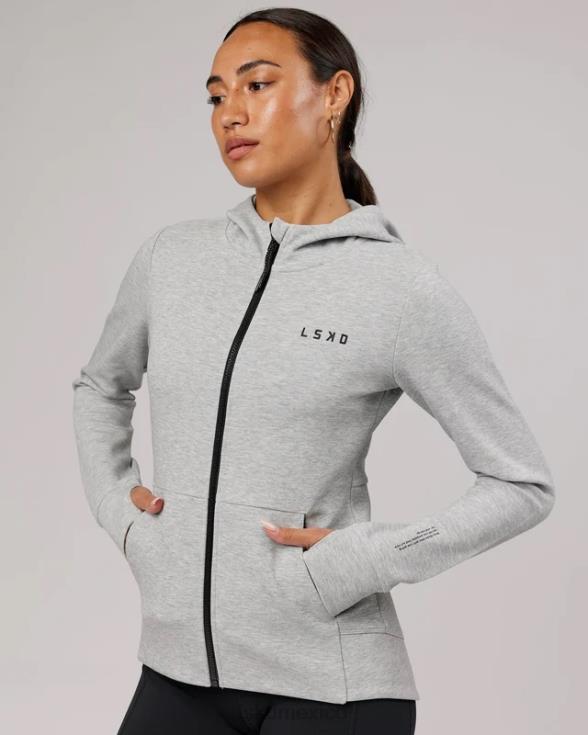Sudadera con capucha y cremallera de forro polar forjado de atleta - lt grey marl mujer LSKD VP42D373 vestir