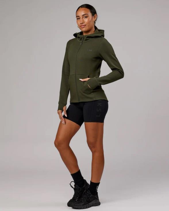 Sudadera con capucha y cremallera de forro polar forjado de atleta - noche del bosque mujer LSKD VP42D348 vestir