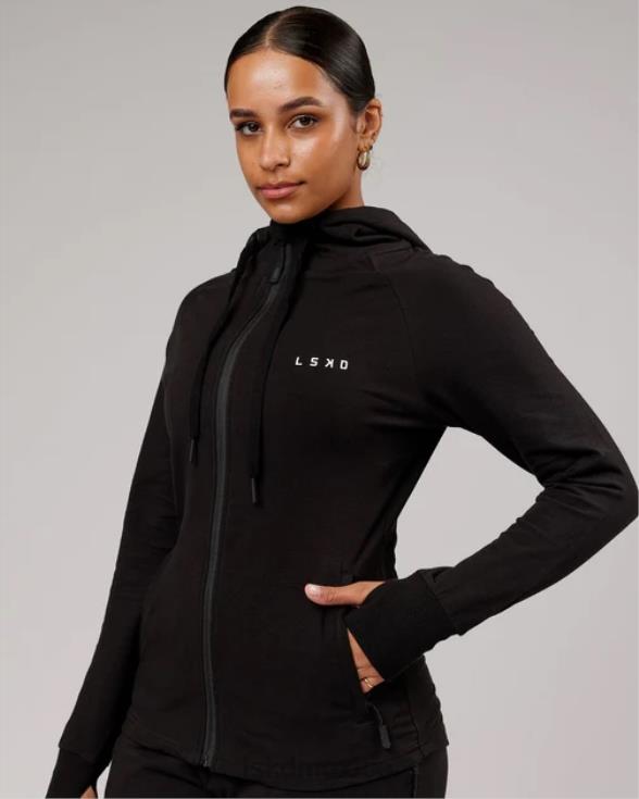 Sudadera con capucha y cremallera pb - tono negro mujer LSKD VP42D359 vestir