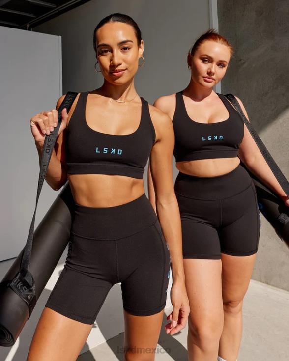 Sujetador deportivo rep con logo pequeño - negro-azul celeste mujer LSKD VP42D35 vestir