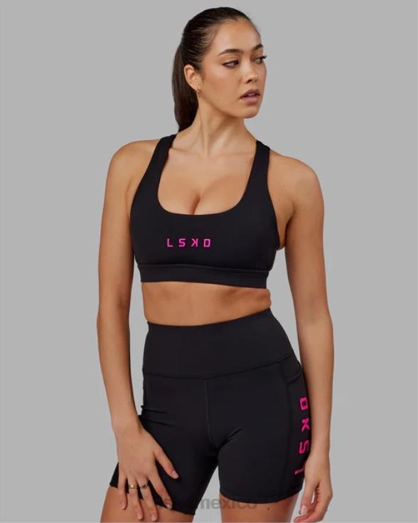 Sujetador deportivo rep con logo pequeño - negro-magenta neón mujer LSKD VP42D34 vestir