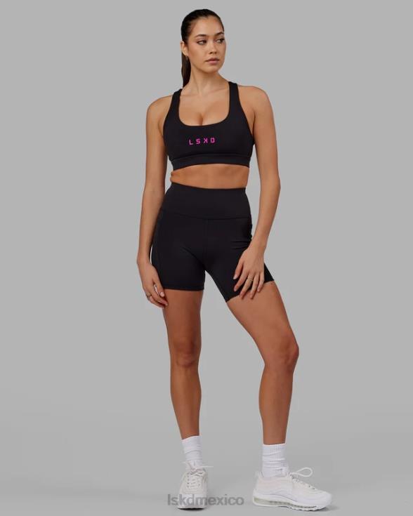 Sujetador deportivo rep con logo pequeño - negro-magenta neón mujer LSKD VP42D34 vestir