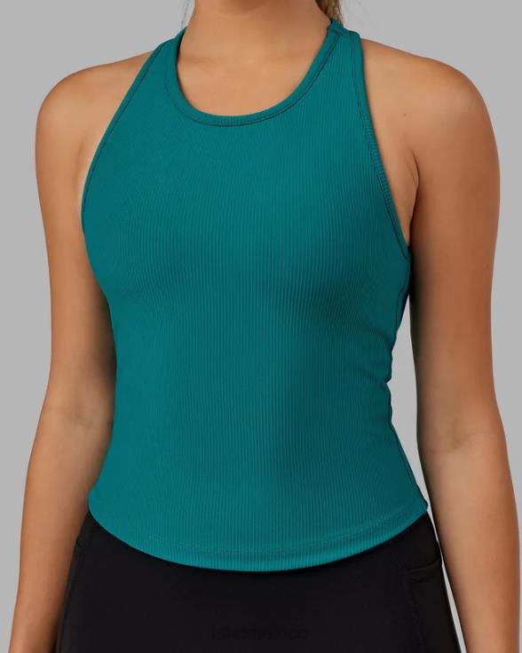 Sujetador sin mangas de alto rendimiento con estante de canalé - verde mar mujer LSKD VP42D148 vestir