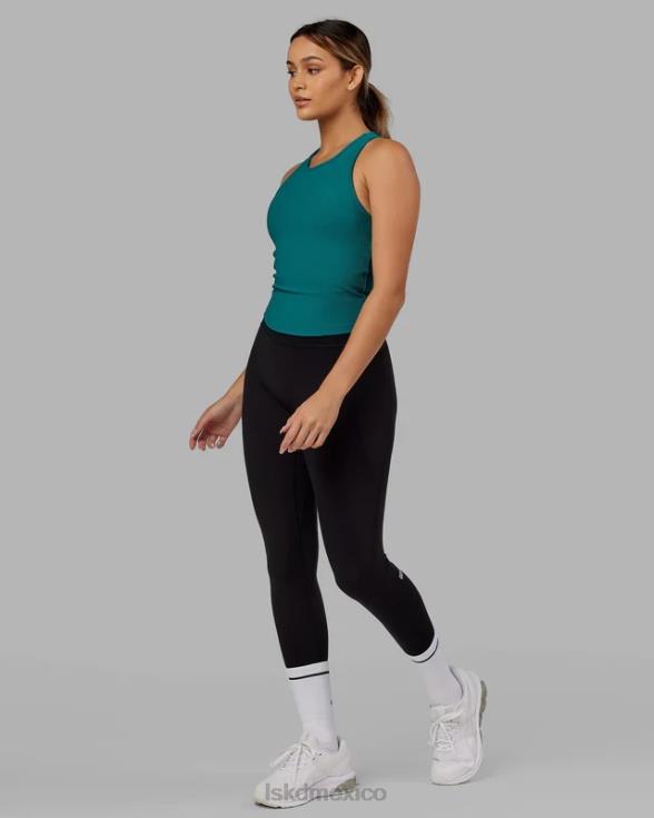 Sujetador sin mangas de alto rendimiento con estante de canalé - verde mar mujer LSKD VP42D148 vestir