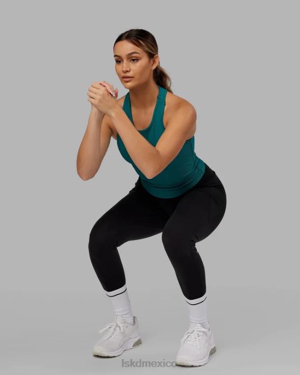 Sujetador sin mangas de alto rendimiento con estante de canalé - verde mar mujer LSKD VP42D148 vestir