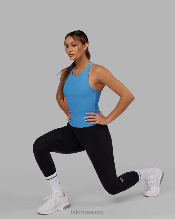 Sujetador sin mangas de rendimiento con estante de canalé - azul azure mujer LSKD VP42D149 vestir