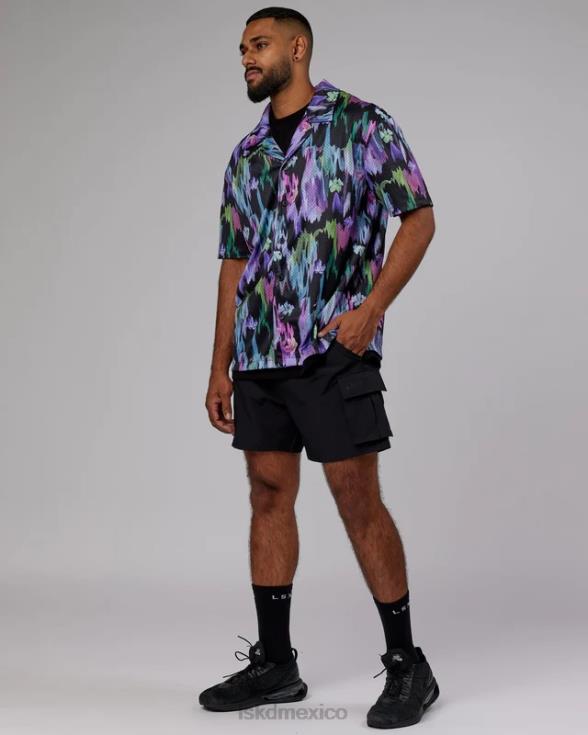 Camisa de malla de manga corta Express - Hyper Floral Black unisexo LSKD VP42D986 vestir