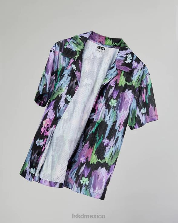 Camisa de malla de manga corta Express - Hyper Floral Black unisexo LSKD VP42D986 vestir