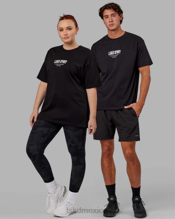 Camiseta estándar pesada de gran tamaño - negro-blanco unisexo LSKD VP42D320 vestir