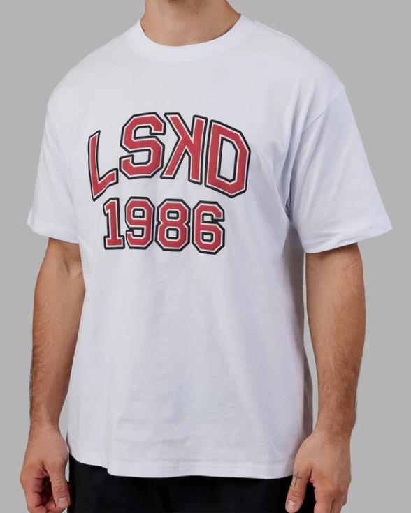 Camiseta extragrande Alumni Heavyweight - blanco-rojo unisexo LSKD VP42D330 vestir