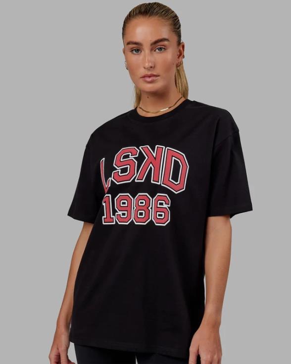 Camiseta extragrande Alumni Heavyweight - negro-rojo unisexo LSKD VP42D329 vestir