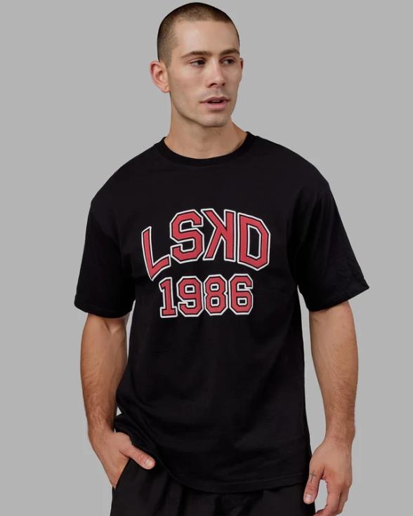 Camiseta extragrande Alumni Heavyweight - negro-rojo unisexo LSKD VP42D329 vestir
