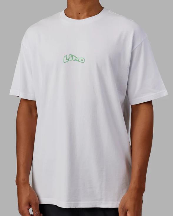 Camiseta extragrande Mad Happy Heavyweight - Blanco unisexo LSKD VP42D262 vestir