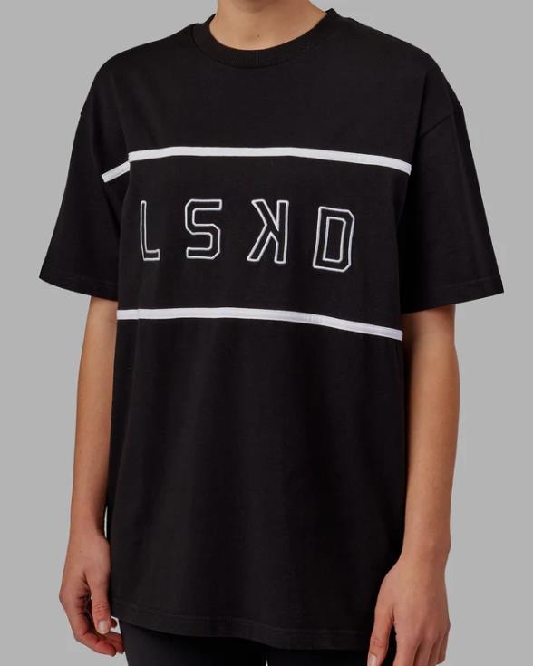 Camiseta extragrande alineada de peso pesado - negro unisexo LSKD VP42D240 vestir