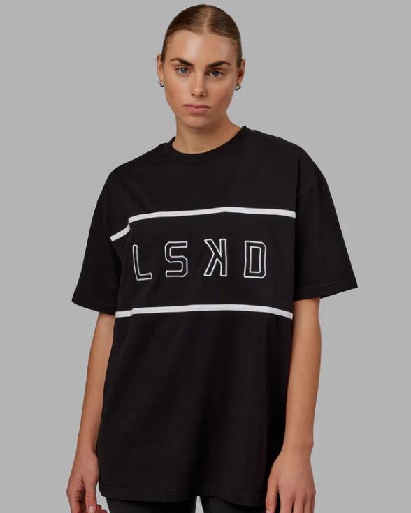 Camiseta extragrande alineada de peso pesado - negro unisexo LSKD VP42D240 vestir