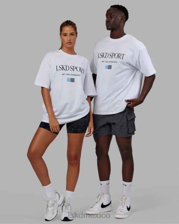 Camiseta extragrande con bandera pesada - blanco unisexo LSKD VP42D299 vestir