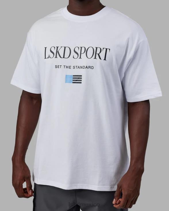Camiseta extragrande con bandera pesada - blanco unisexo LSKD VP42D299 vestir