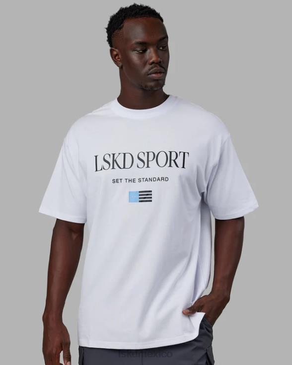 Camiseta extragrande con bandera pesada - blanco unisexo LSKD VP42D299 vestir