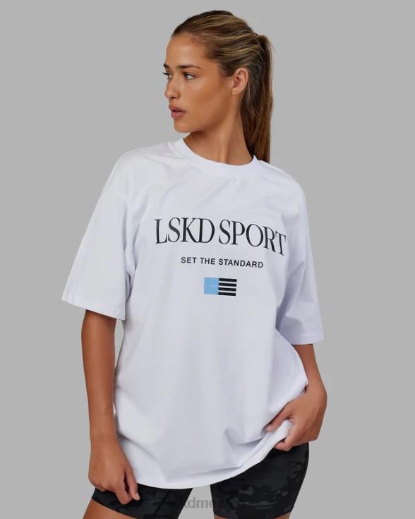 Camiseta extragrande con bandera pesada - blanco unisexo LSKD VP42D299 vestir
