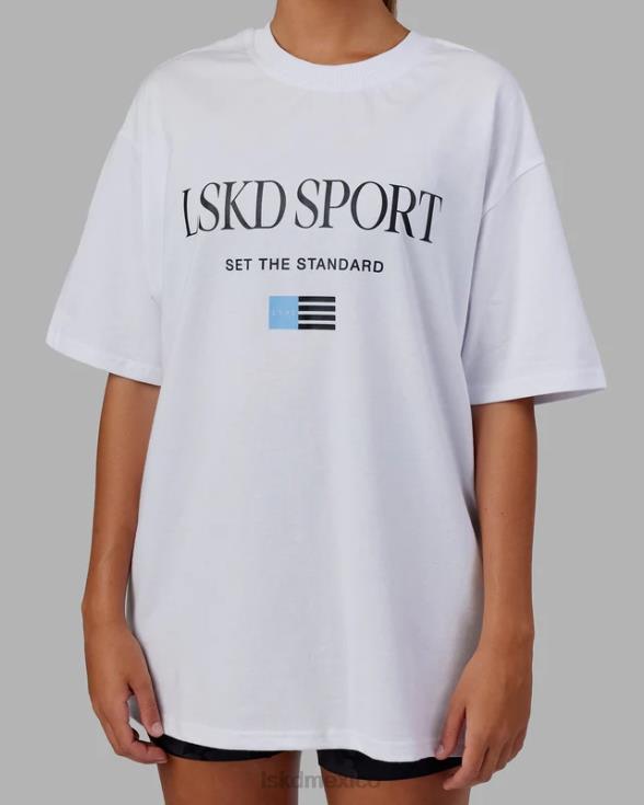 Camiseta extragrande con bandera pesada - blanco unisexo LSKD VP42D299 vestir