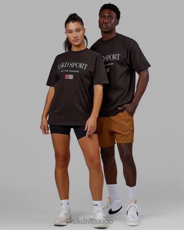 Camiseta extragrande con bandera pesada - nogal oscuro unisexo LSKD VP42D250 vestir