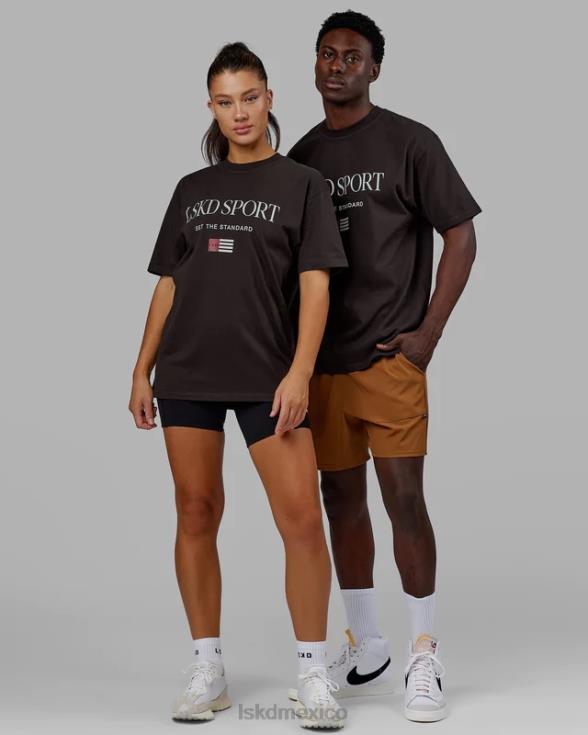 Camiseta extragrande con bandera pesada - nogal oscuro unisexo LSKD VP42D250 vestir