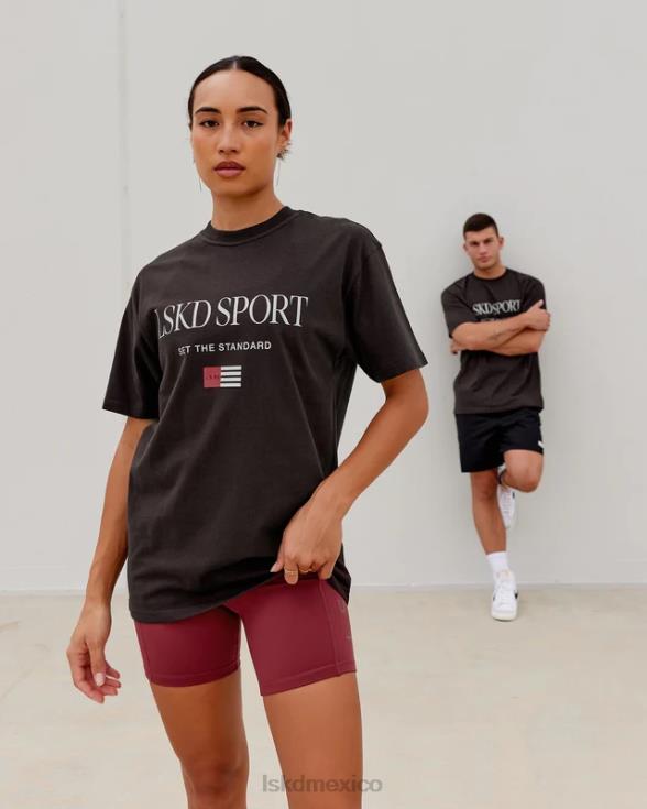 Camiseta extragrande con bandera pesada - nogal oscuro unisexo LSKD VP42D250 vestir