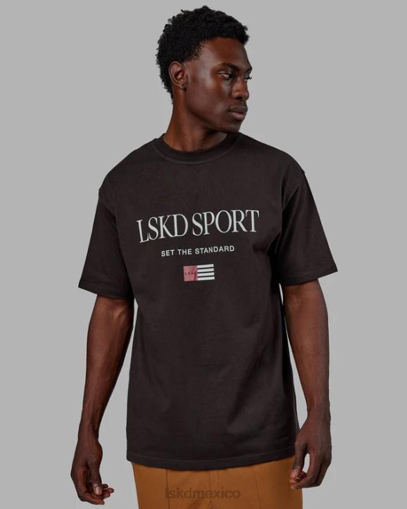Camiseta extragrande con bandera pesada - nogal oscuro unisexo LSKD VP42D250 vestir