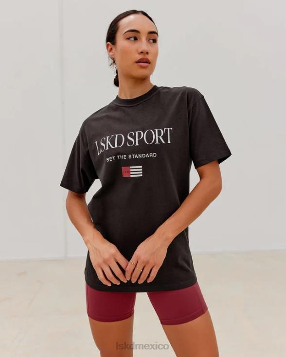 Camiseta extragrande con bandera pesada - nogal oscuro unisexo LSKD VP42D250 vestir