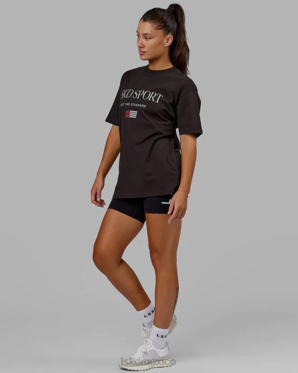 Camiseta extragrande con bandera pesada - nogal oscuro unisexo LSKD VP42D250 vestir