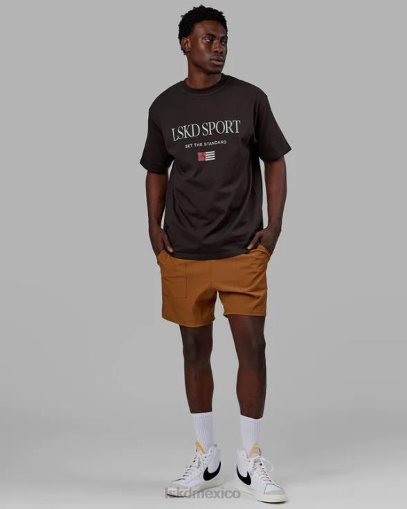 Camiseta extragrande con bandera pesada - nogal oscuro unisexo LSKD VP42D250 vestir