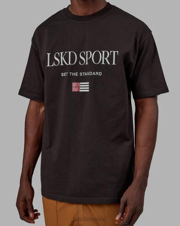 Camiseta extragrande con bandera pesada - nogal oscuro unisexo LSKD VP42D250 vestir