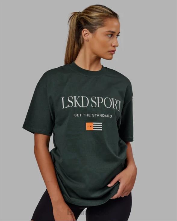 Camiseta extragrande con bandera pesada - verde vital unisexo LSKD VP42D280 vestir