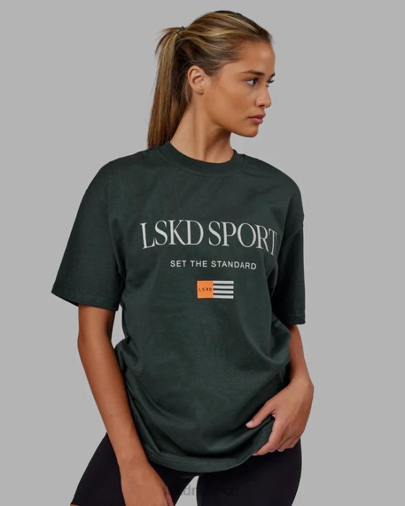 Camiseta extragrande con bandera pesada - verde vital unisexo LSKD VP42D280 vestir