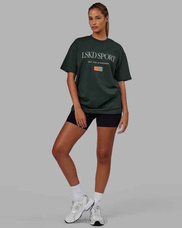 Camiseta extragrande con bandera pesada - verde vital unisexo LSKD VP42D280 vestir