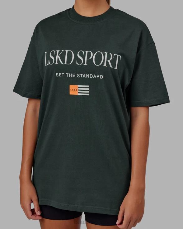 Camiseta extragrande con bandera pesada - verde vital unisexo LSKD VP42D280 vestir