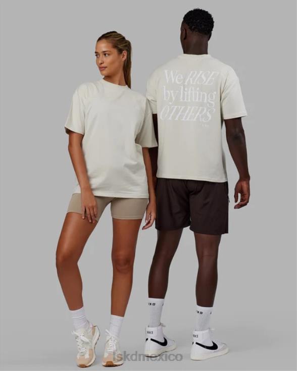 Camiseta extragrande de algodón con elevación - hueso unisexo LSKD VP42D235 vestir