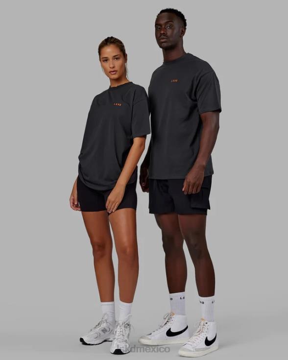 Camiseta extragrande de algodón con elevación - phantom-sweet mandarin unisexo LSKD VP42D253 vestir