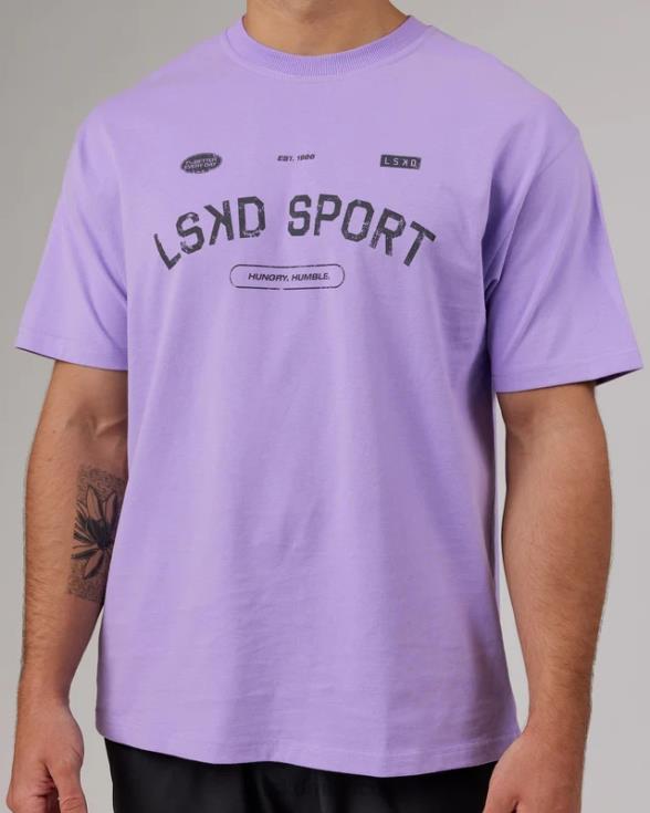 Camiseta extragrande de tiro libre de peso pesado - Peak Purple unisexo LSKD VP42D288 vestir