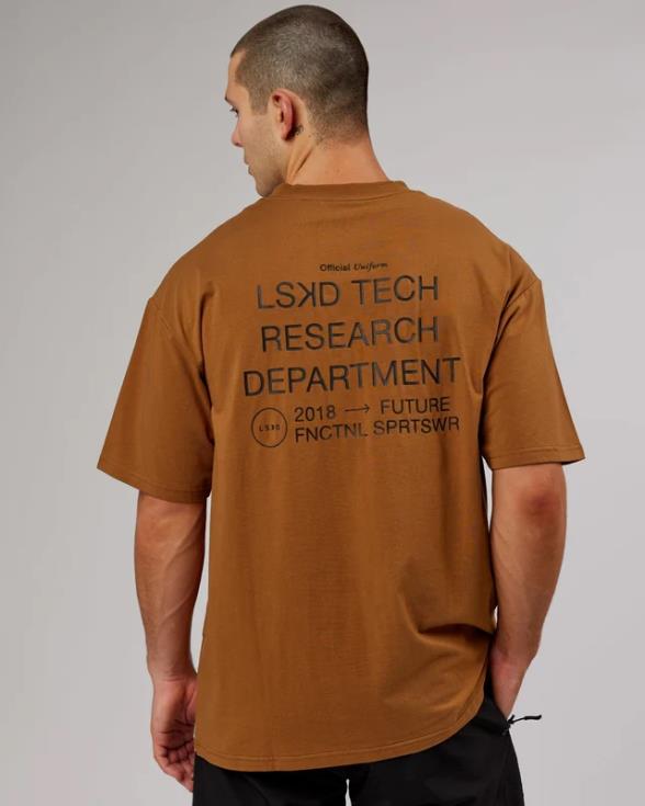 Camiseta ltrd flxcotton oversize - camel unisexo LSKD VP42D314 vestir