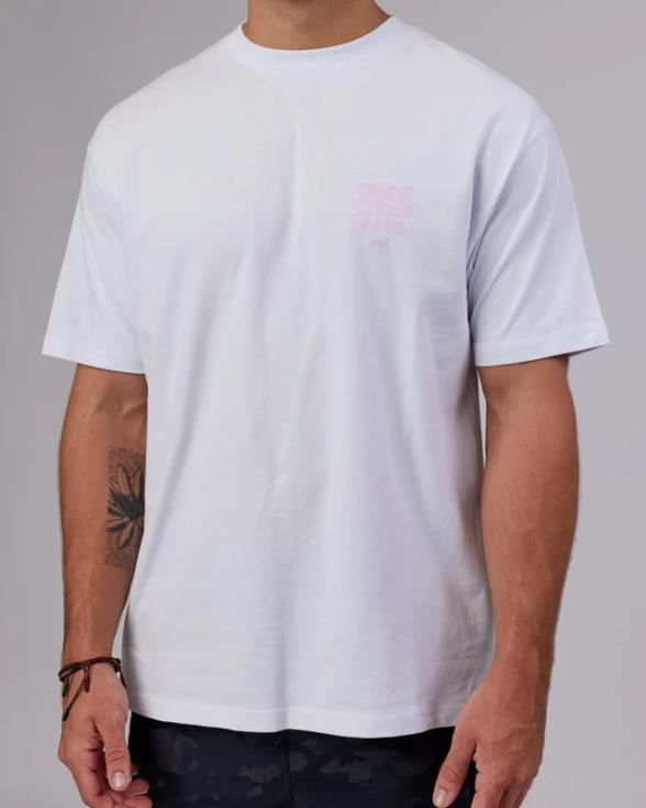 Camiseta oversize Good Times Heavyweight - blanco-rosa pétalo unisexo LSKD VP42D331 vestir
