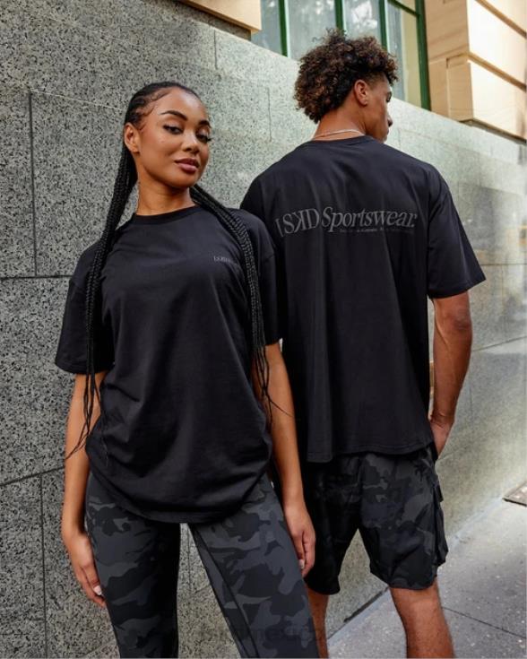camiseta oversize motion flxcotton - negro-negro unisexo LSKD VP42D249 vestir
