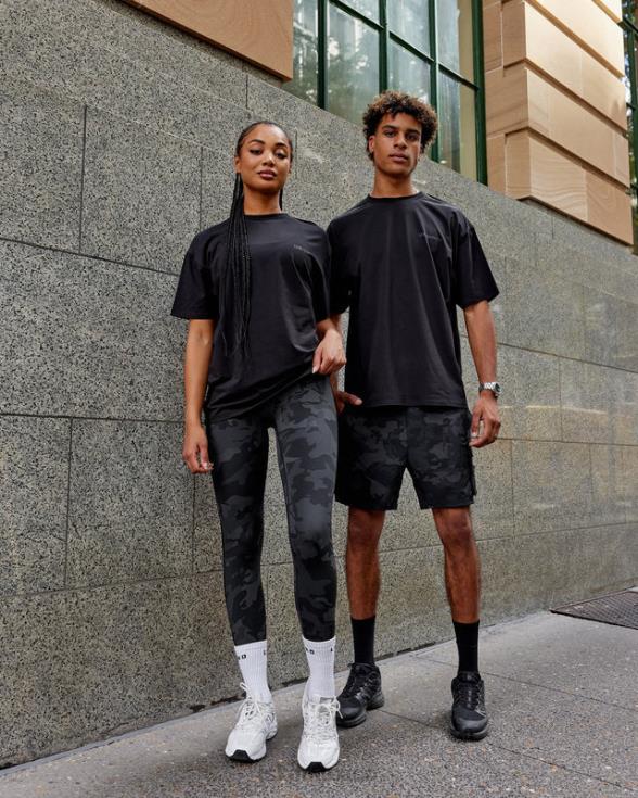 camiseta oversize motion flxcotton - negro-negro unisexo LSKD VP42D249 vestir