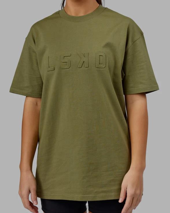 camiseta pesada estampada de gran tamaño - moss stone unisexo LSKD VP42D219 vestir