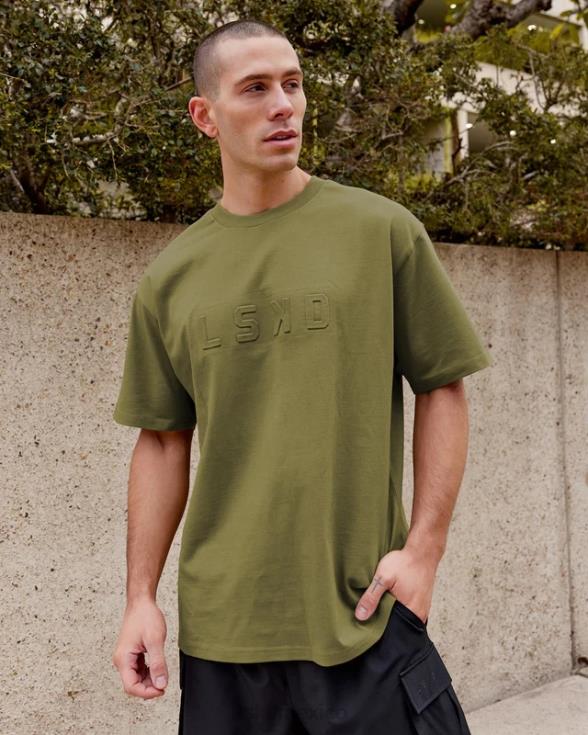 camiseta pesada estampada de gran tamaño - moss stone unisexo LSKD VP42D219 vestir